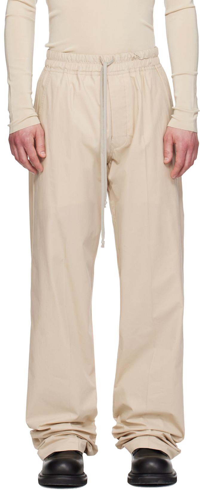 Beige Temple Dietrich Drawstring Trousers by RICK OWENS