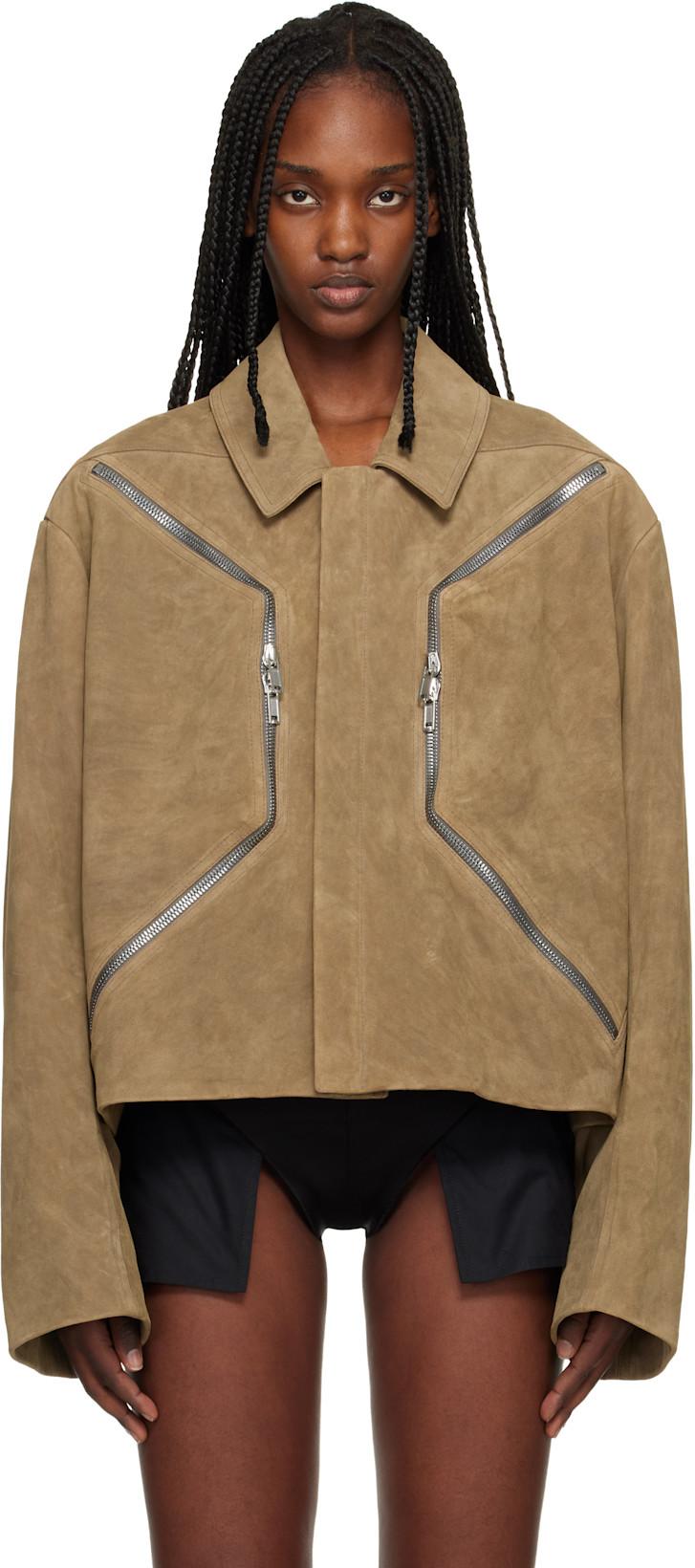 Beige Temple Heizer Mac Suede Jacket by RICK OWENS
