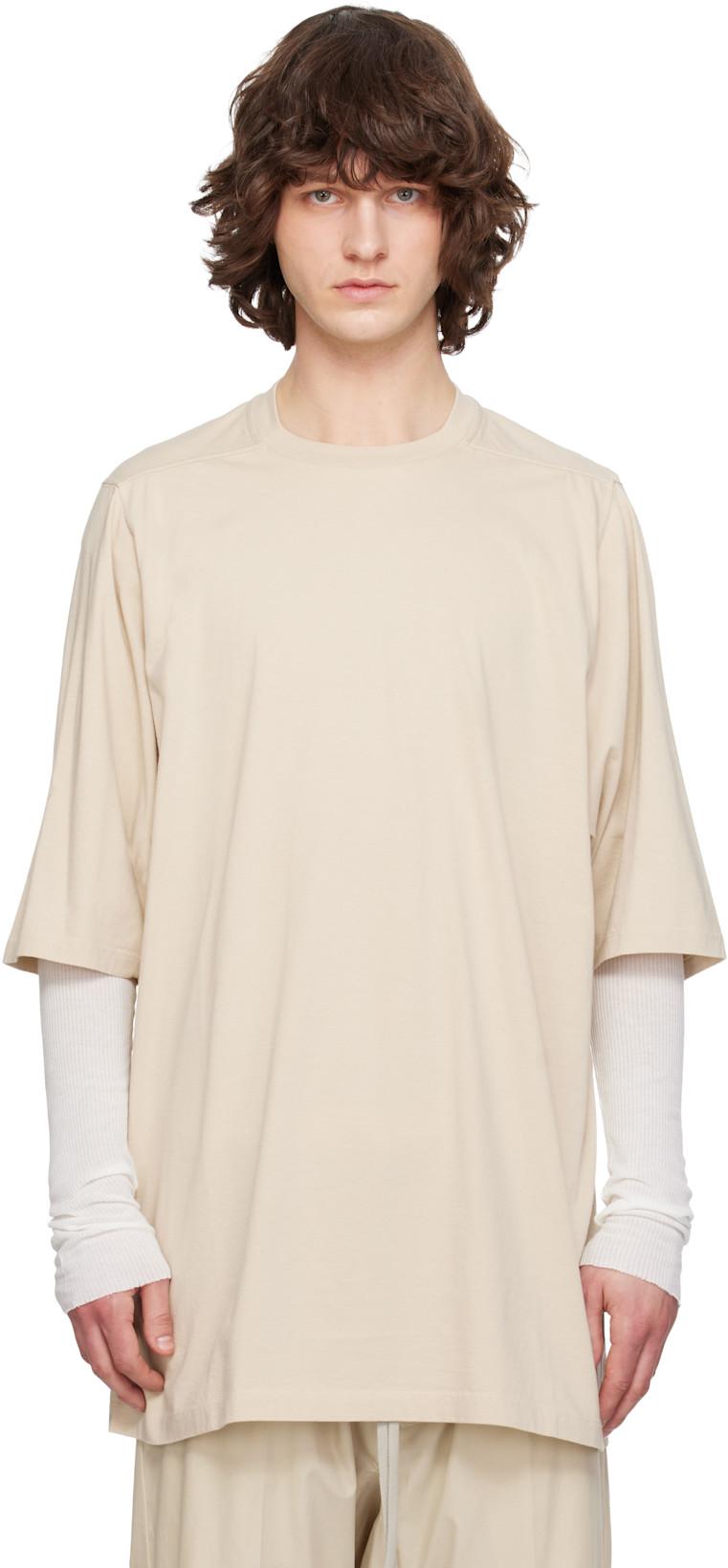 Beige Temple Jumbo S/S T-shirt by RICK OWENS