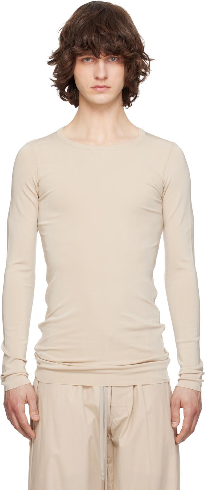Beige Temple Rib LS T-shirt by RICK OWENS