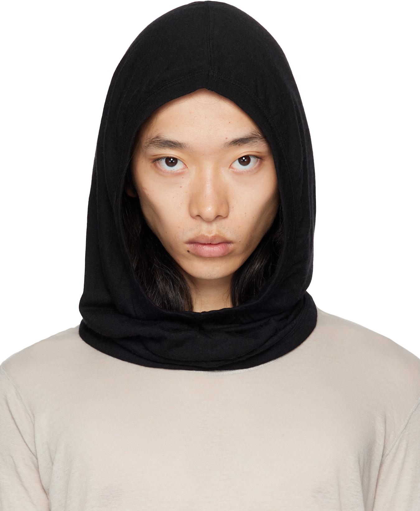 Black Concordians Knit Hood by RICK OWENS