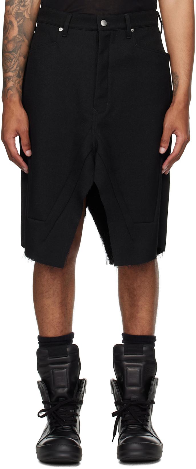 Black Concordians Slivered Midi Skirt by RICK OWENS