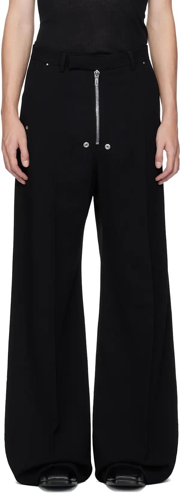 Black Concordians Tailored Wide Belas Trousers by RICK OWENS