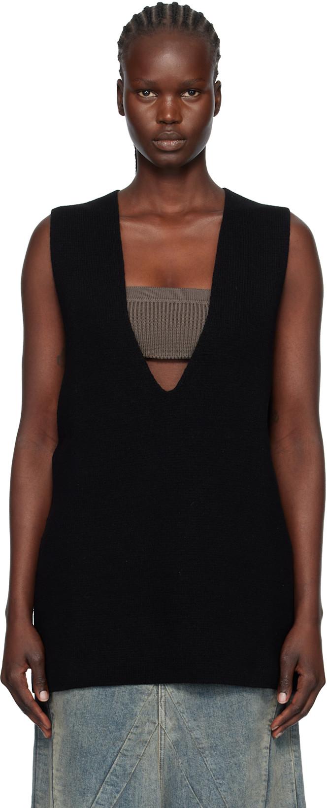 Black Concordians V Tank Top by RICK OWENS