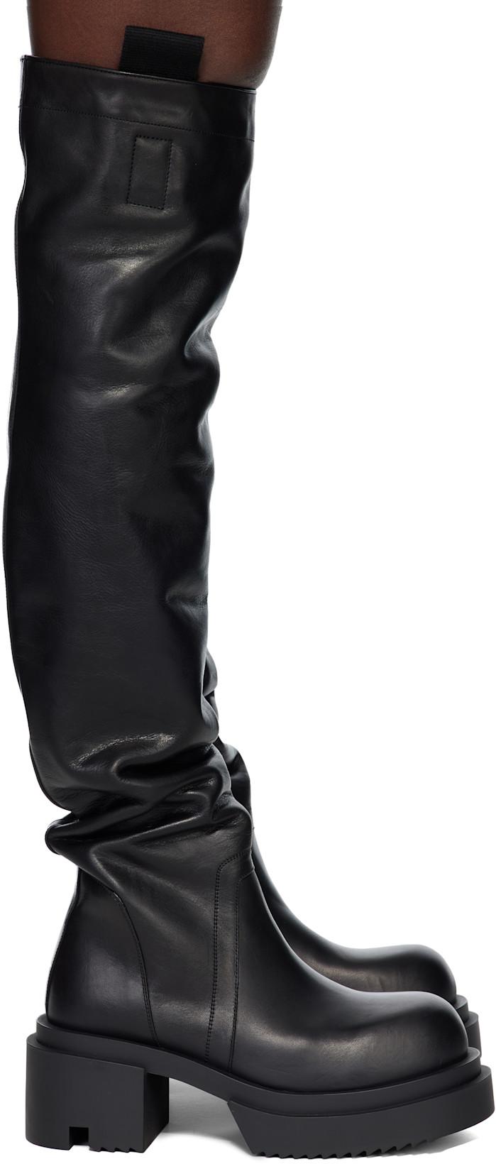 Black Concordians Wader Bogun Tall Boots by RICK OWENS