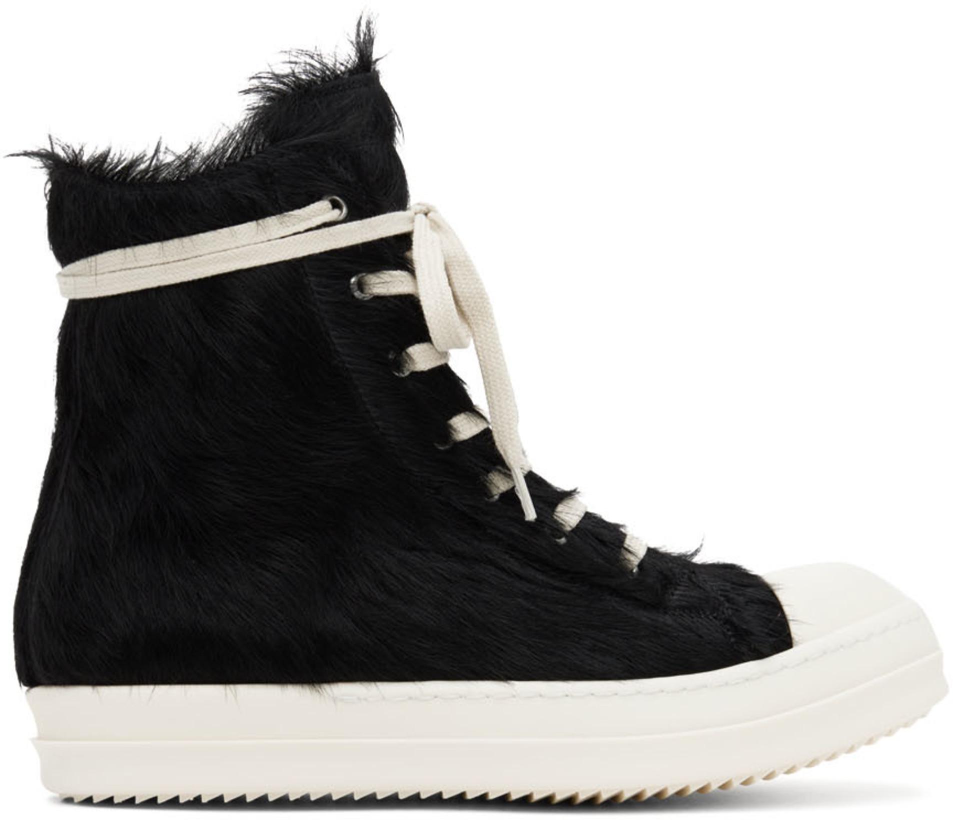 Black Fur Sneakers by RICK OWENS