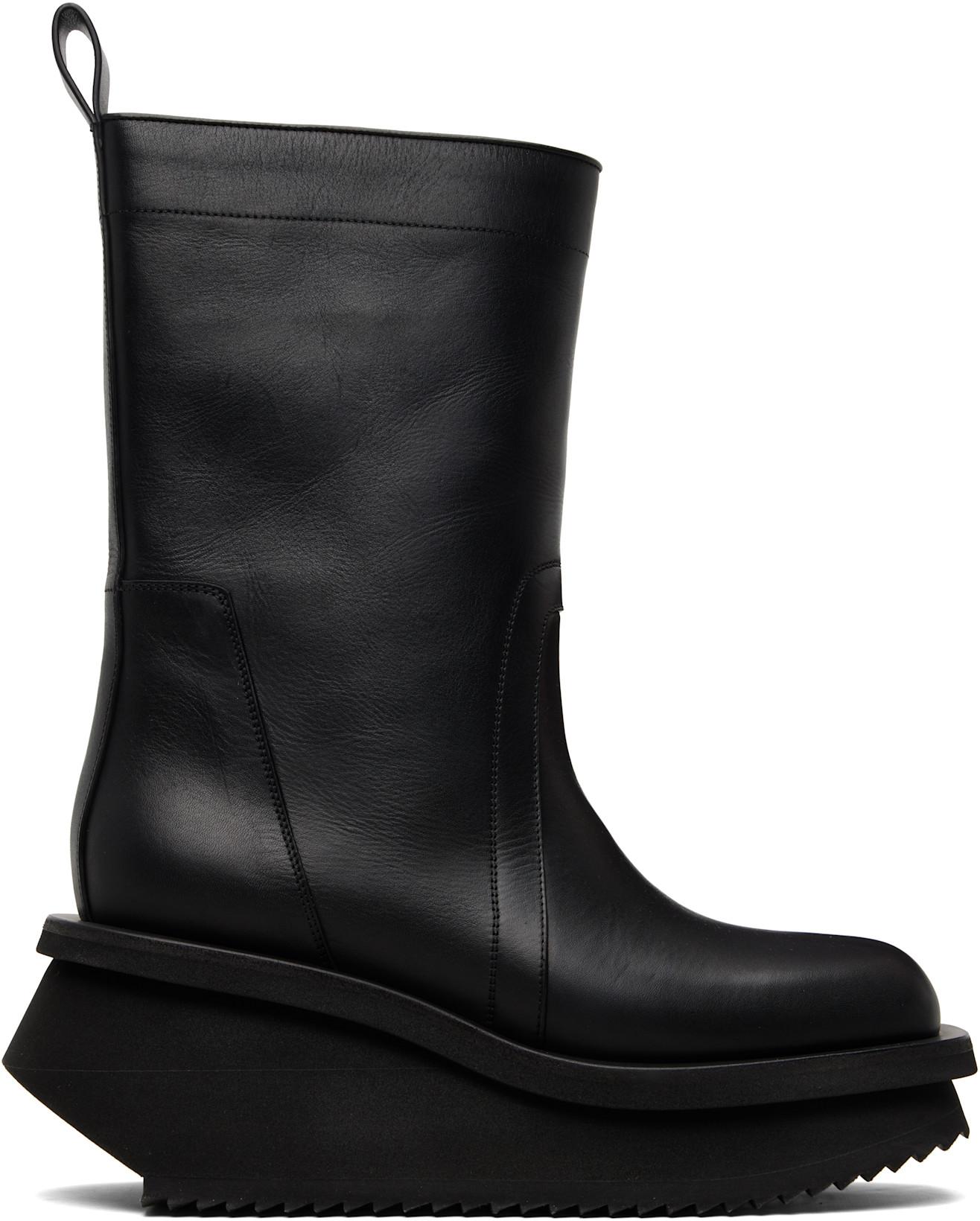 Black Low Factory Pull On Chelsea Boots by RICK OWENS