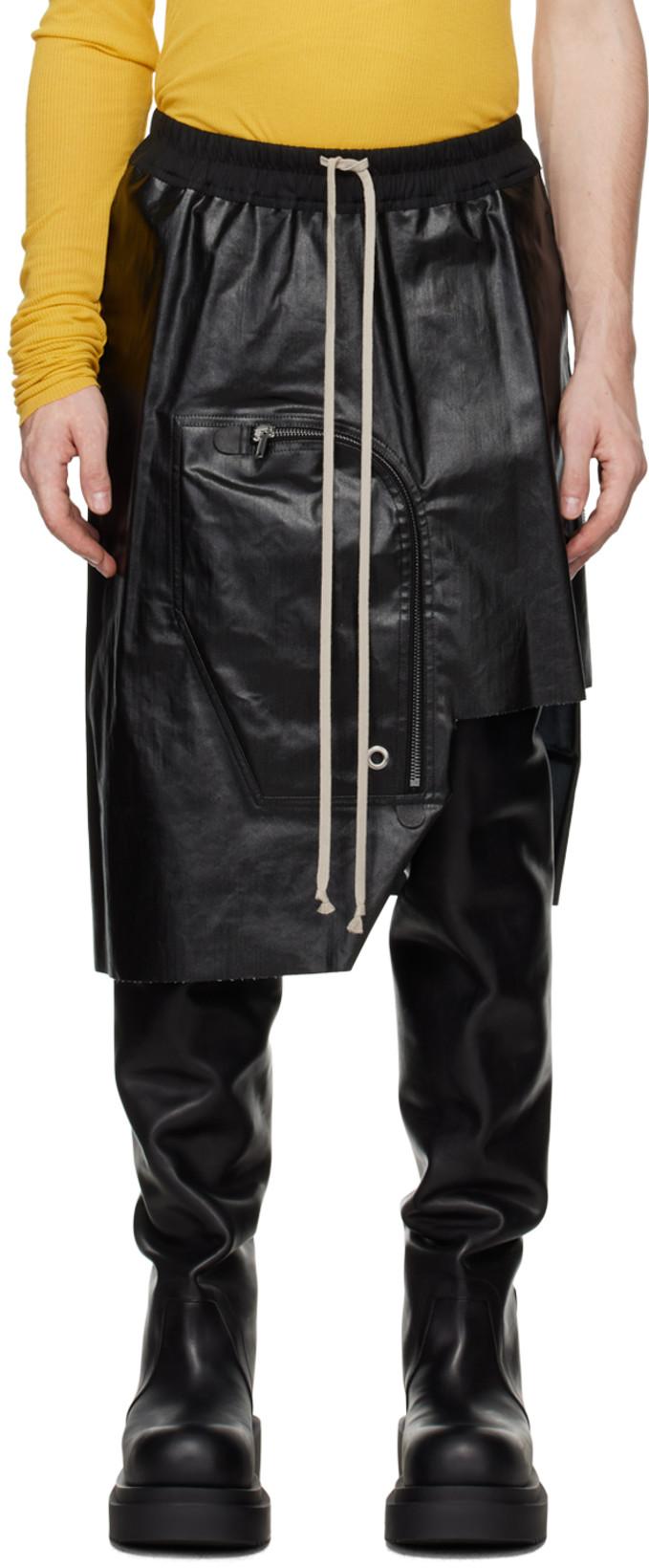 Black Porterville Dracca Denim Skirt by RICK OWENS