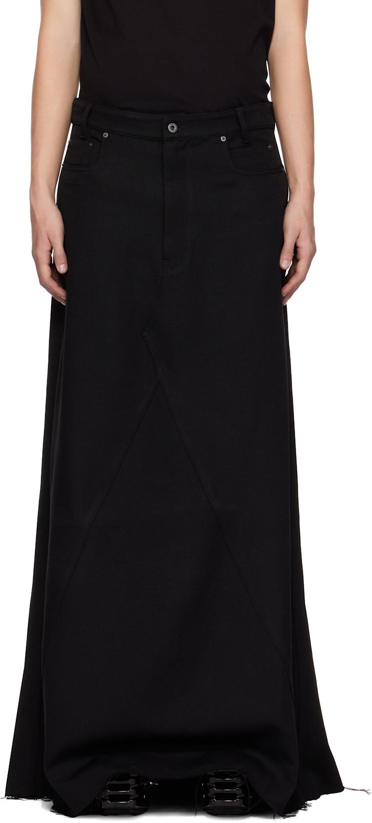 Black Porterville Long Godet Maxi Skirt by RICK OWENS