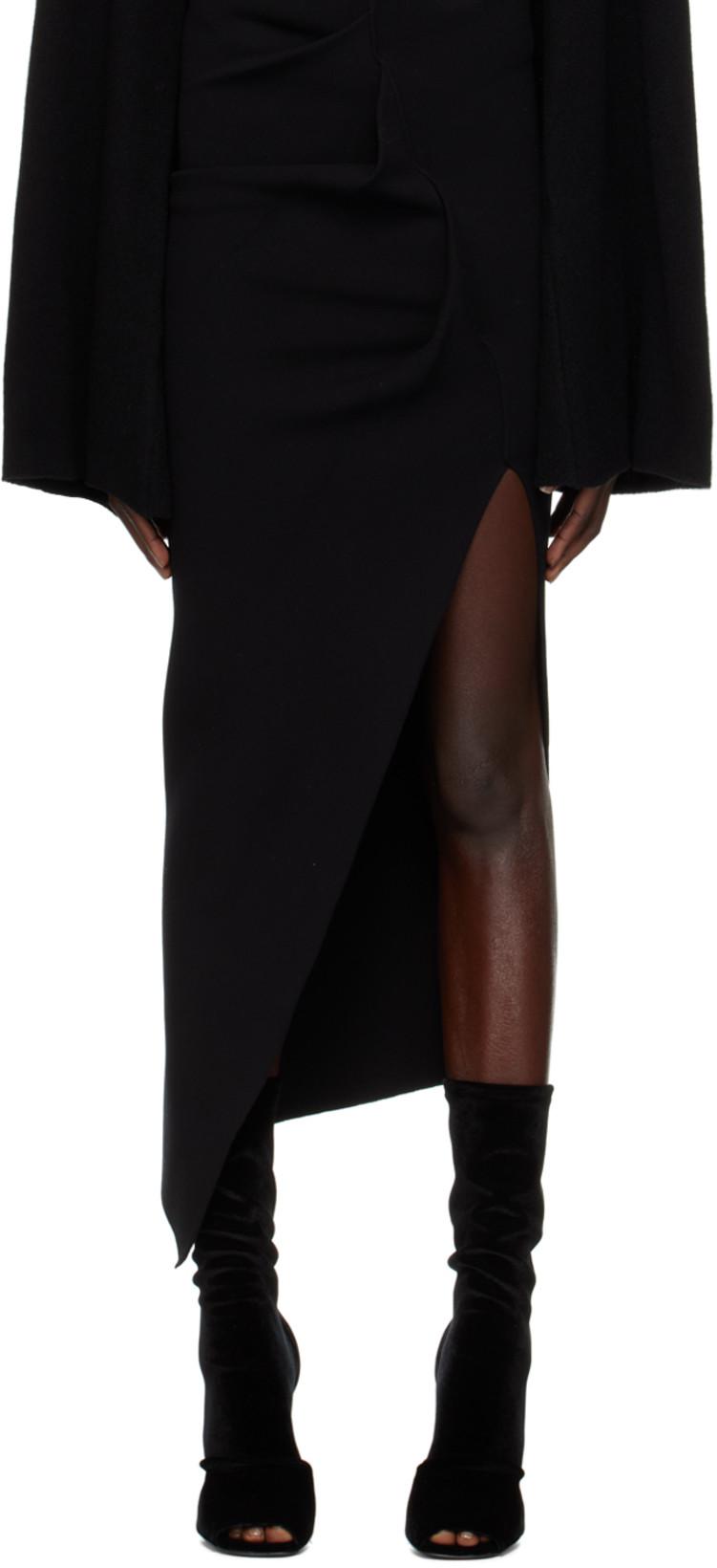 Black Rent Midi Skirt by RICK OWENS