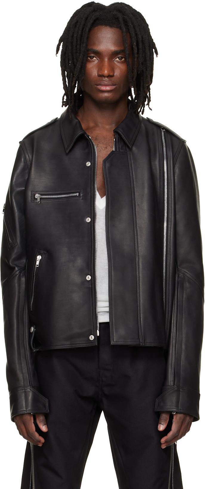 Black 'SUICIDE' Edition Temple Vega Leather Jacket by RICK OWENS