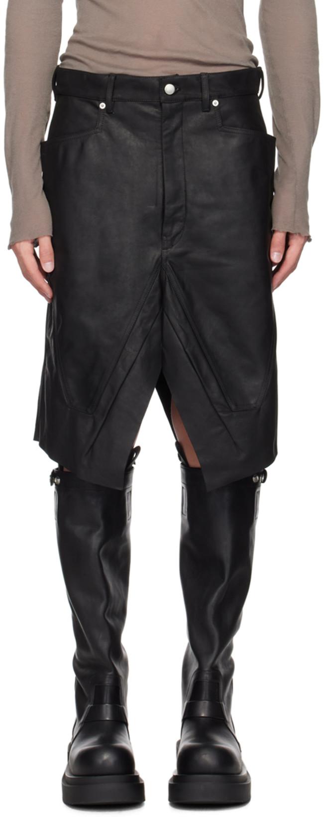 Black Siena Leather Skirt by RICK OWENS