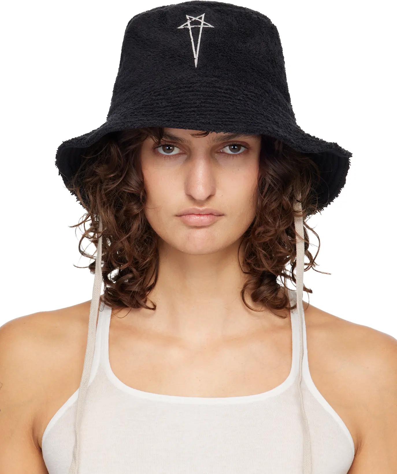 Black Temple Beach Hat by RICK OWENS