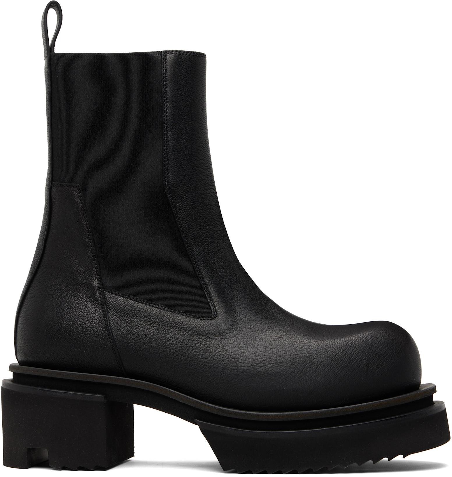 Black Temple Beatle Bogun Chelsea Boots by RICK OWENS