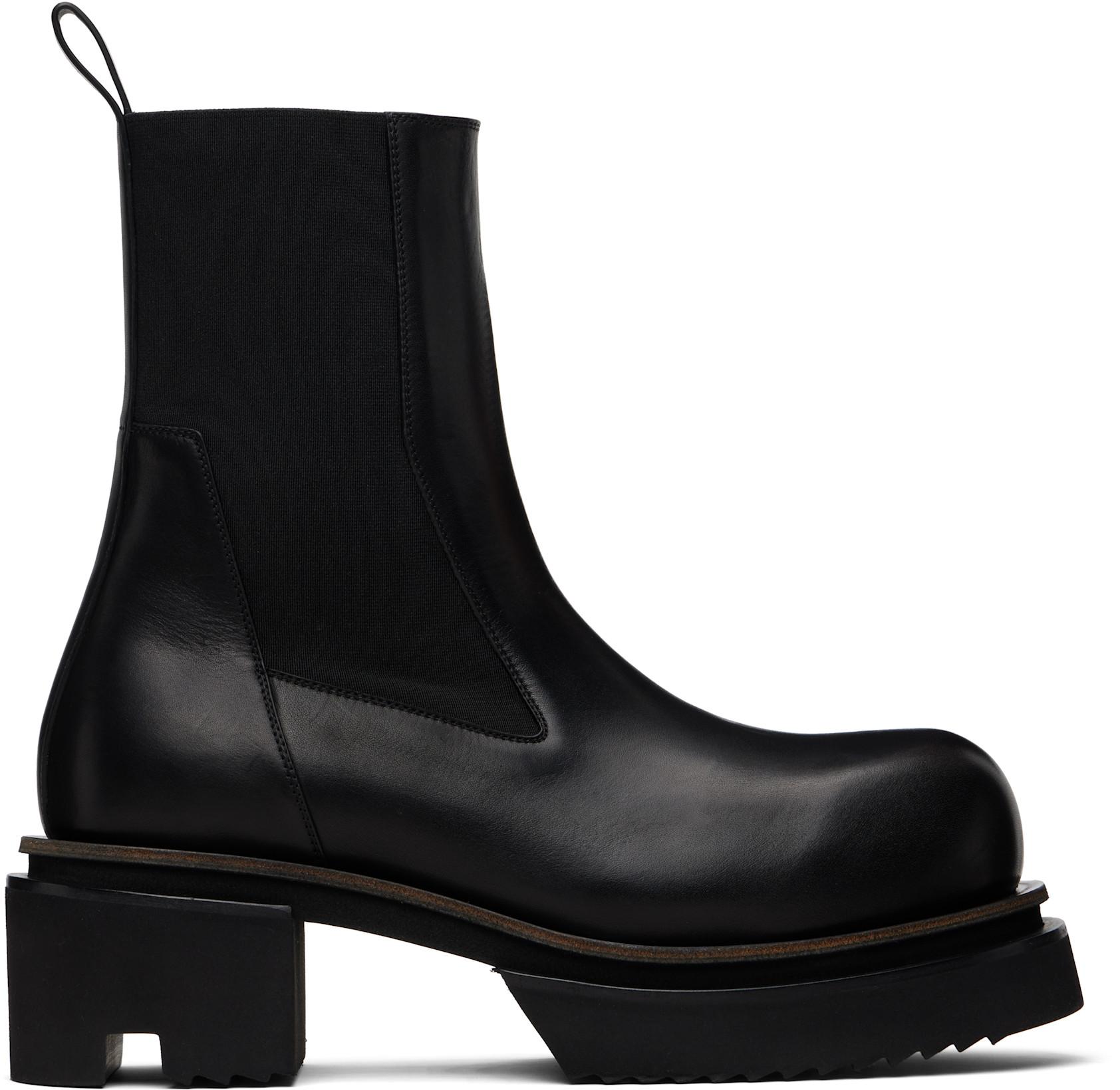 Black Temple Beatle Bogun Chelsea Boots by RICK OWENS
