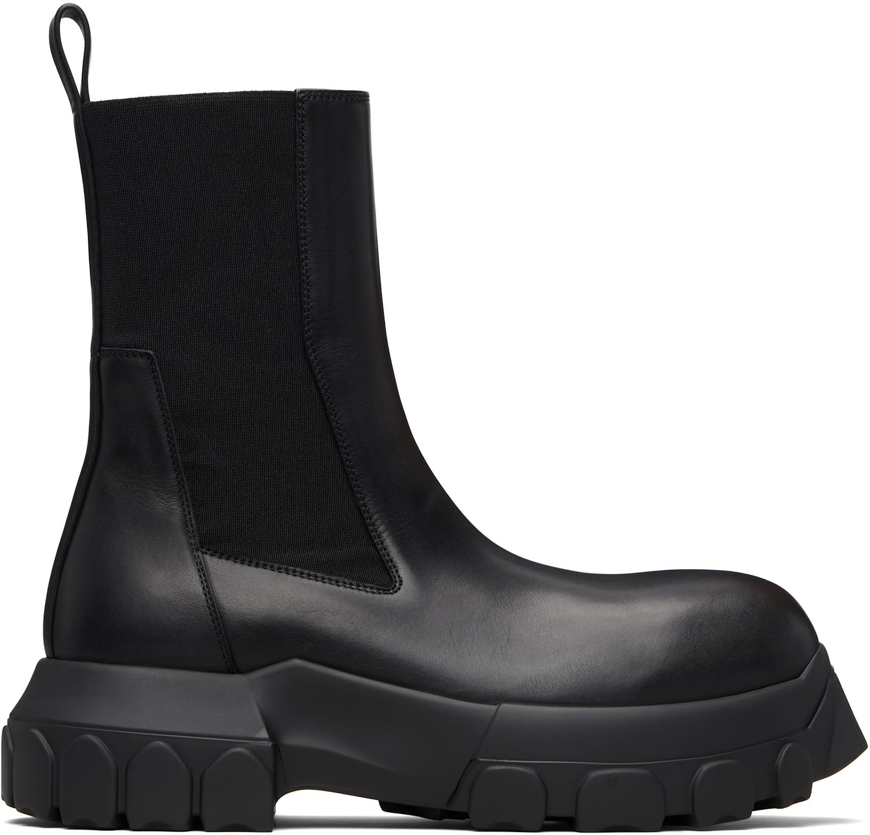 Black Temple Beatle Bozo Tractor Boots by RICK OWENS