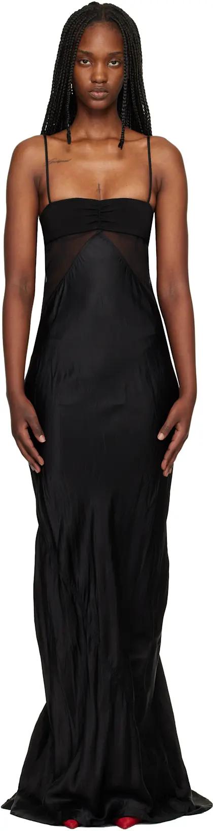Black Temple Combo Slip Maxi Dress by RICK OWENS