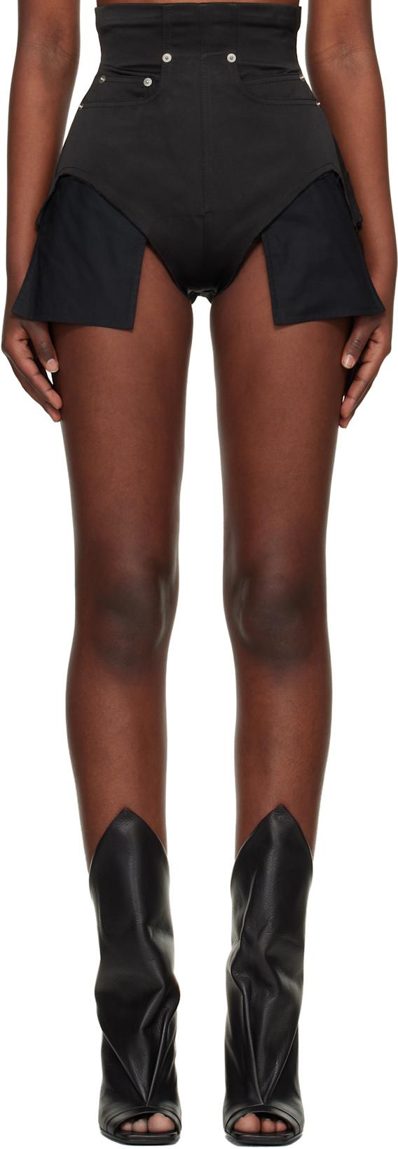 Black Temple Dirt Cutoffs Shorts by RICK OWENS