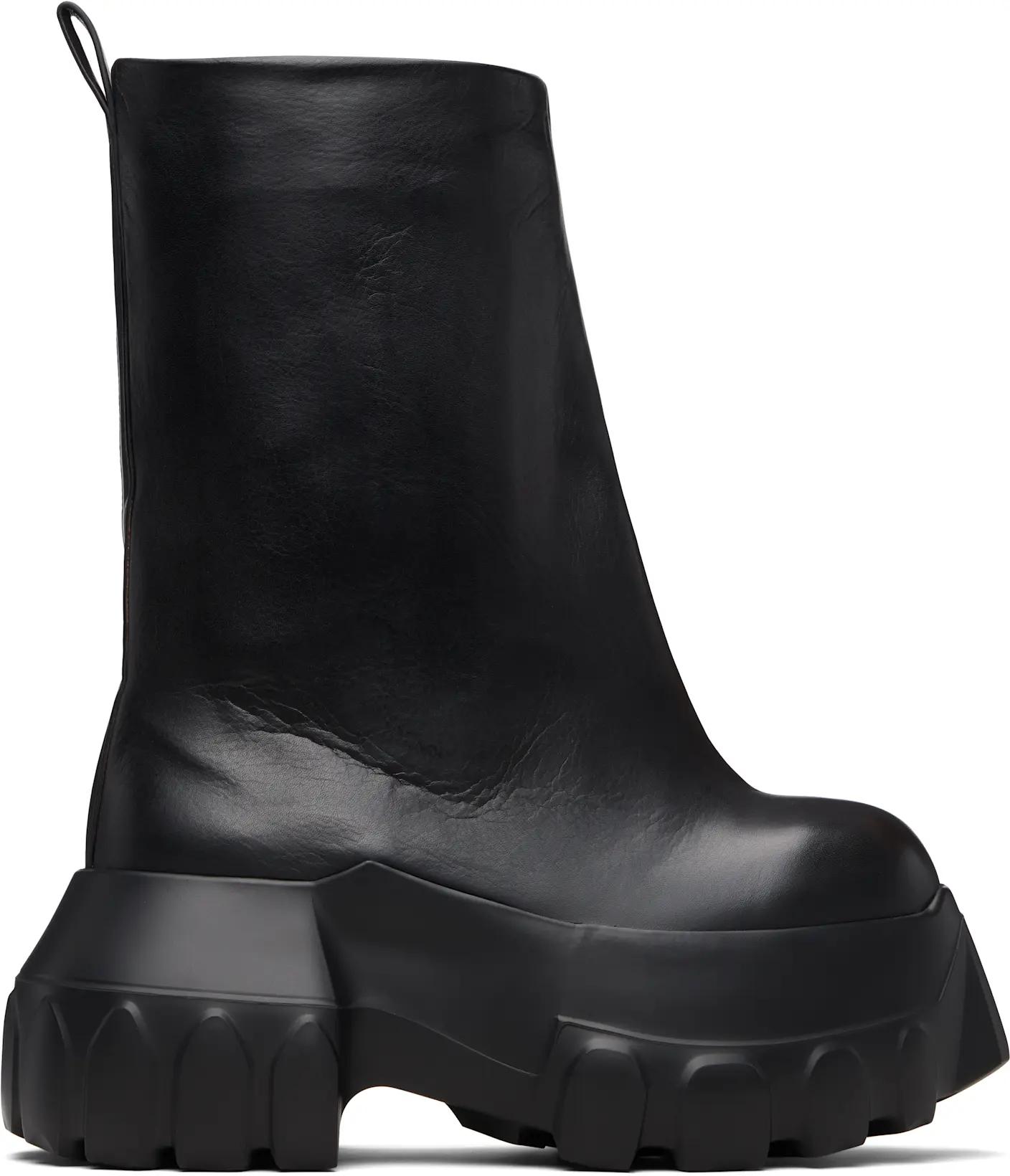 Black Temple Flared Mega Tractor Boots by RICK OWENS