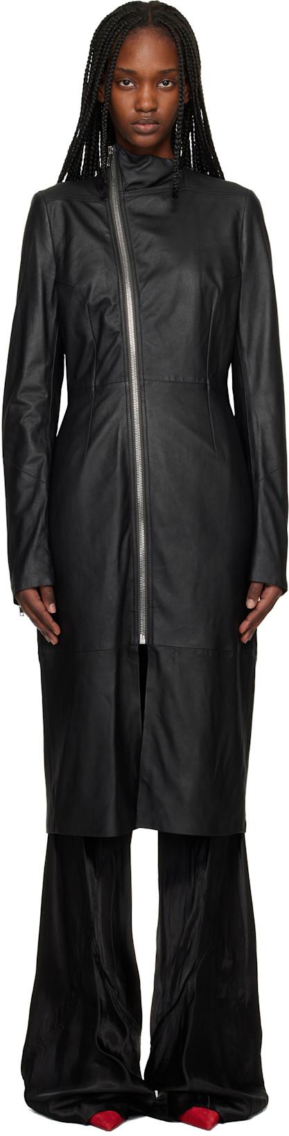 Black Temple Gary Leather Coat by RICK OWENS