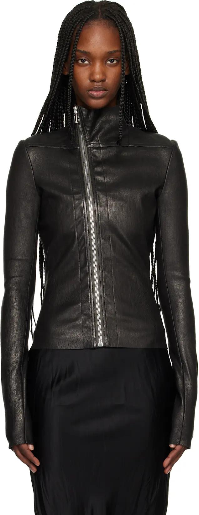 Black Temple Gary Leather Jacket by RICK OWENS