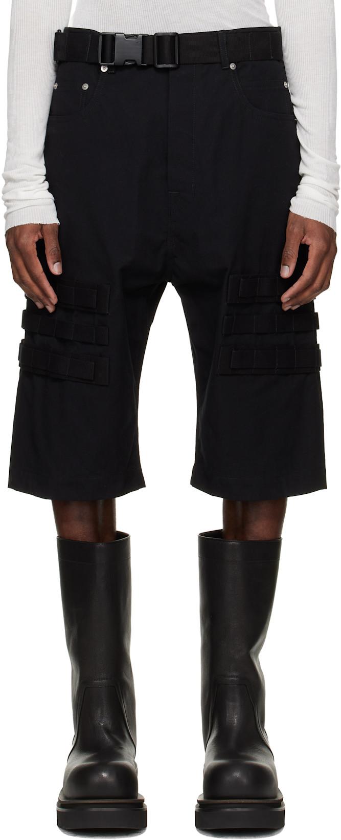 Black Temple Geth Cargo Shorts by RICK OWENS