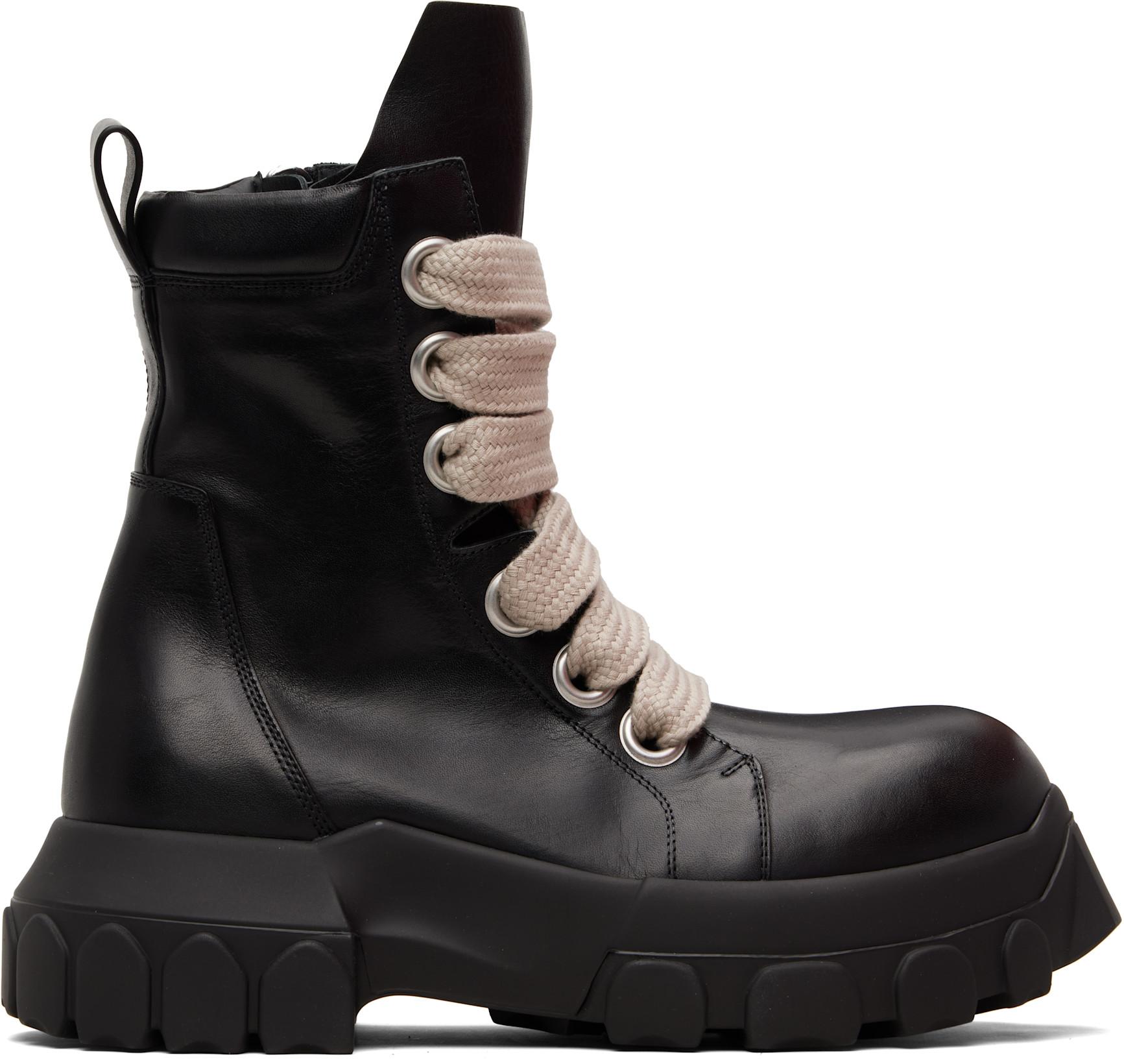 Black Temple Jumbolace Army Bozo Tractor Boots by RICK OWENS