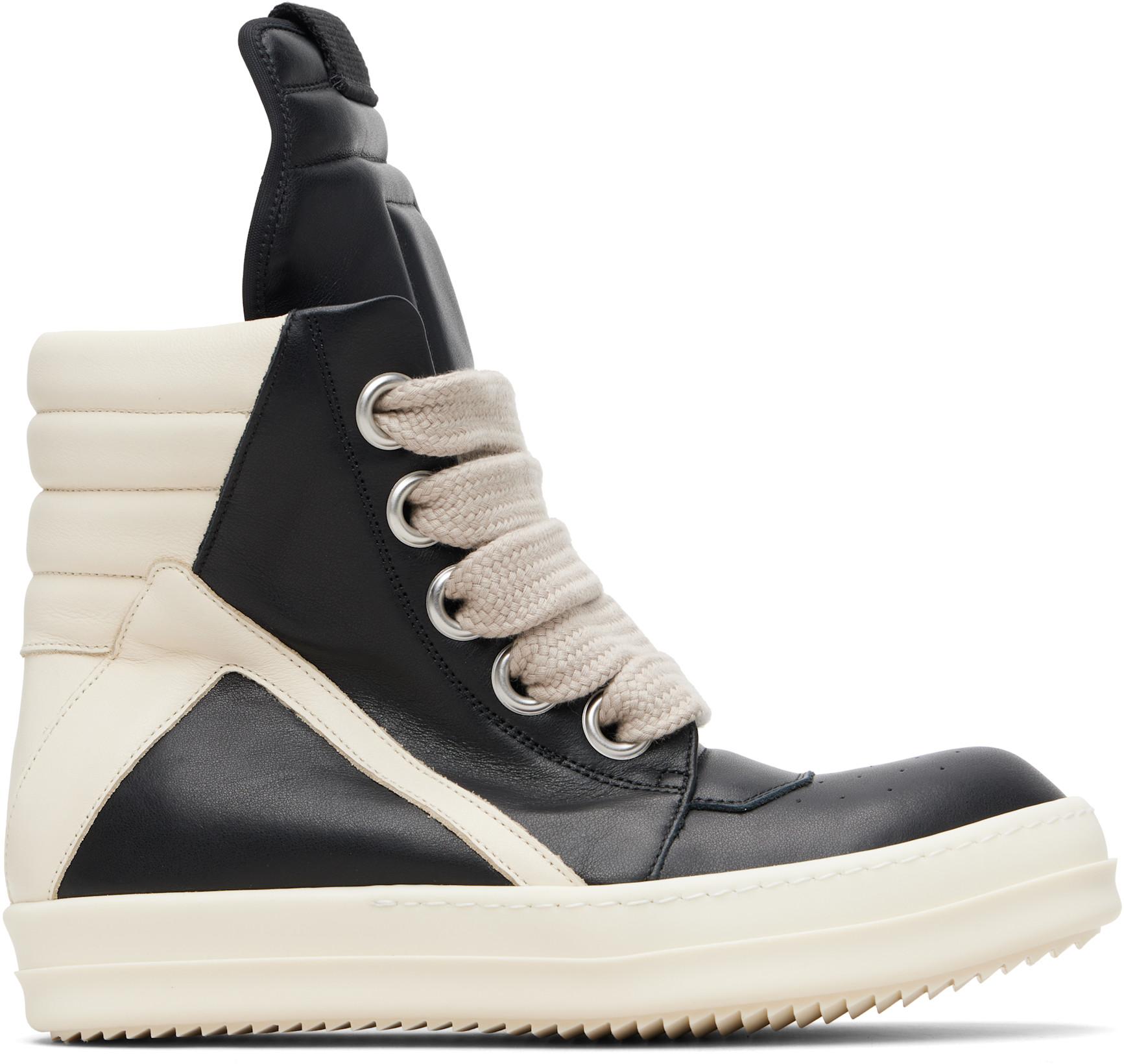 Black Temple Jumbolace Geobasket Sneakers by RICK OWENS