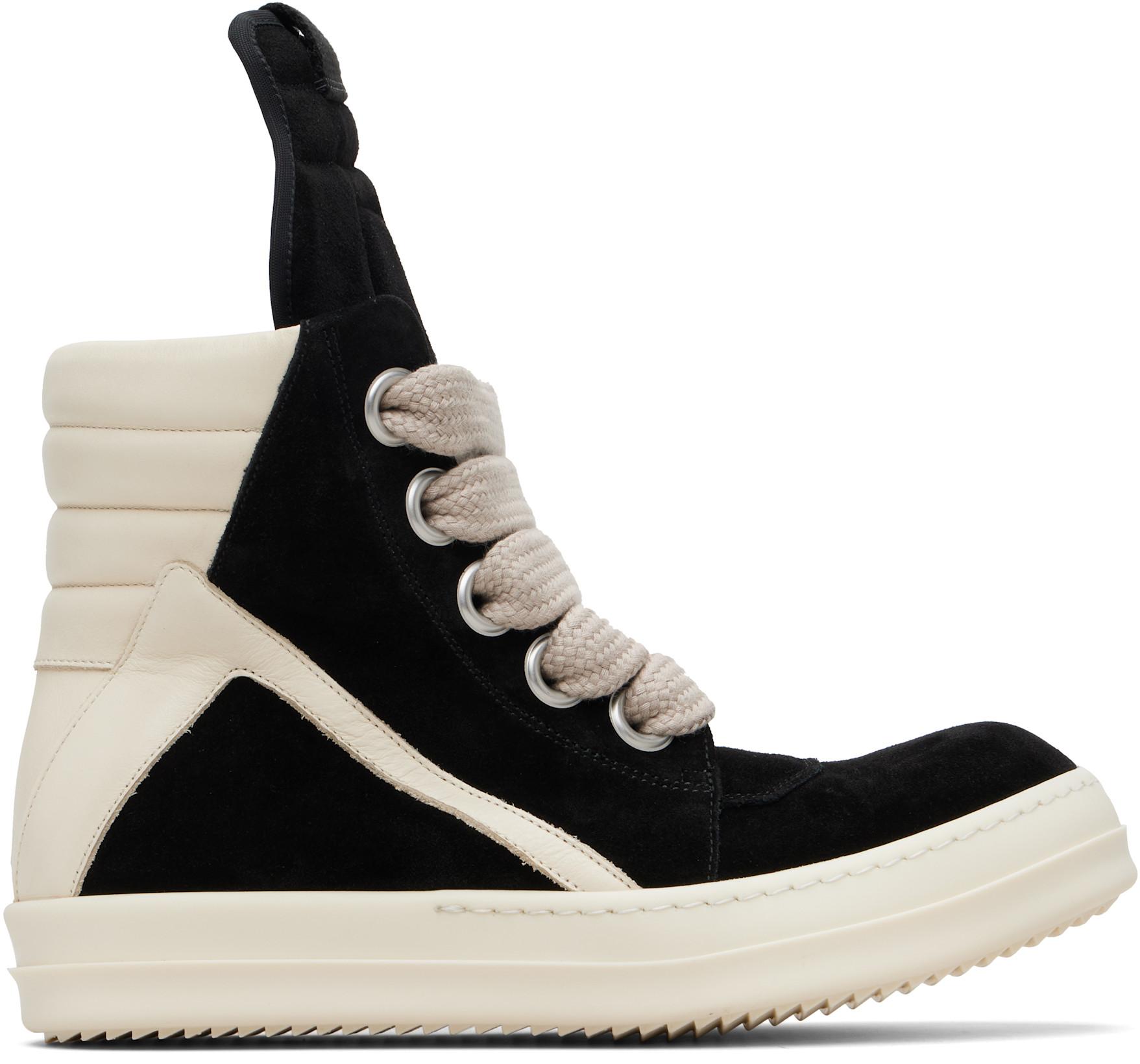 Black Temple Jumbolace Geobasket Sneakers by RICK OWENS
