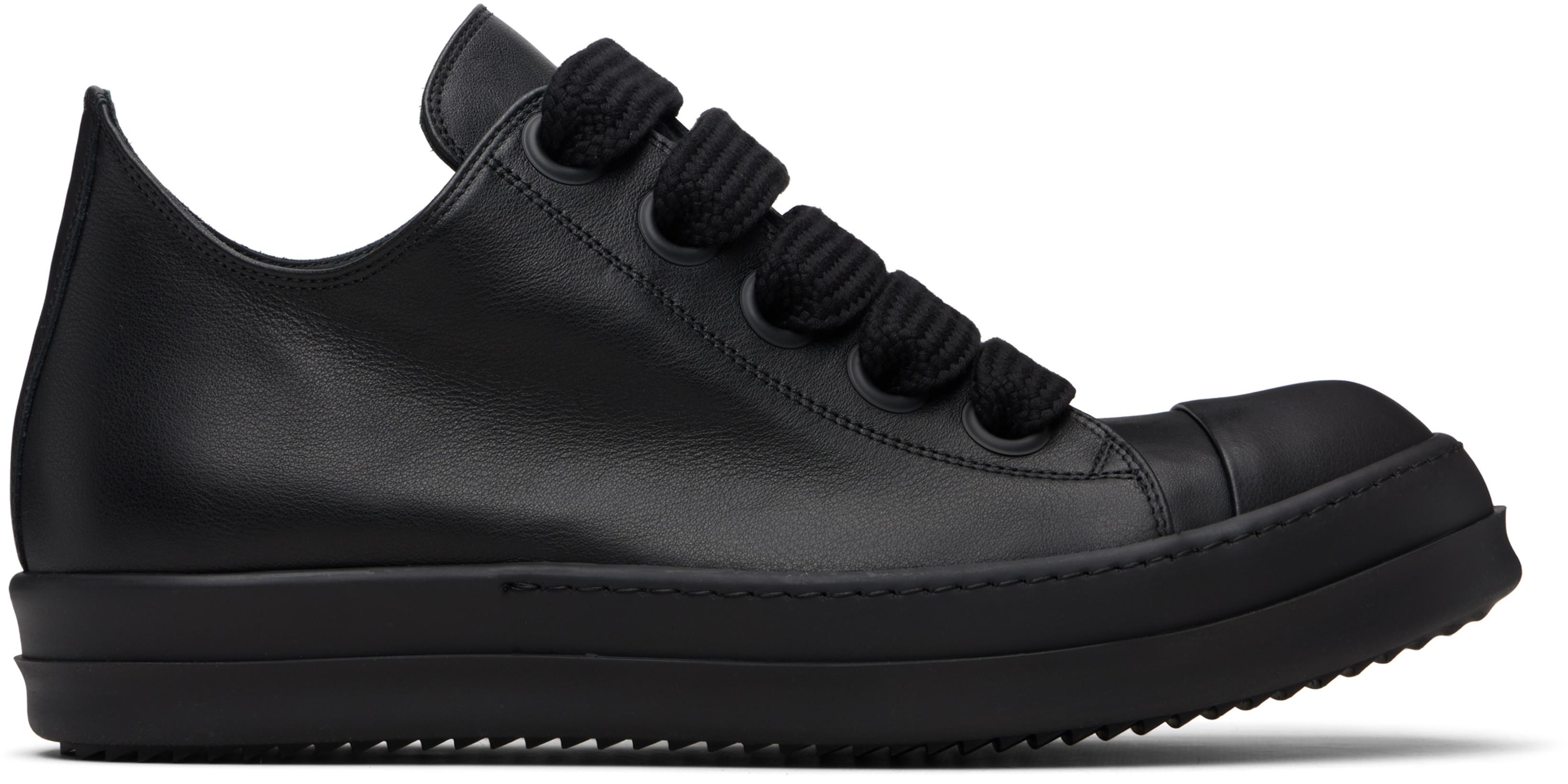 Black Temple Jumbolace Low Sneaks Sneakers by RICK OWENS