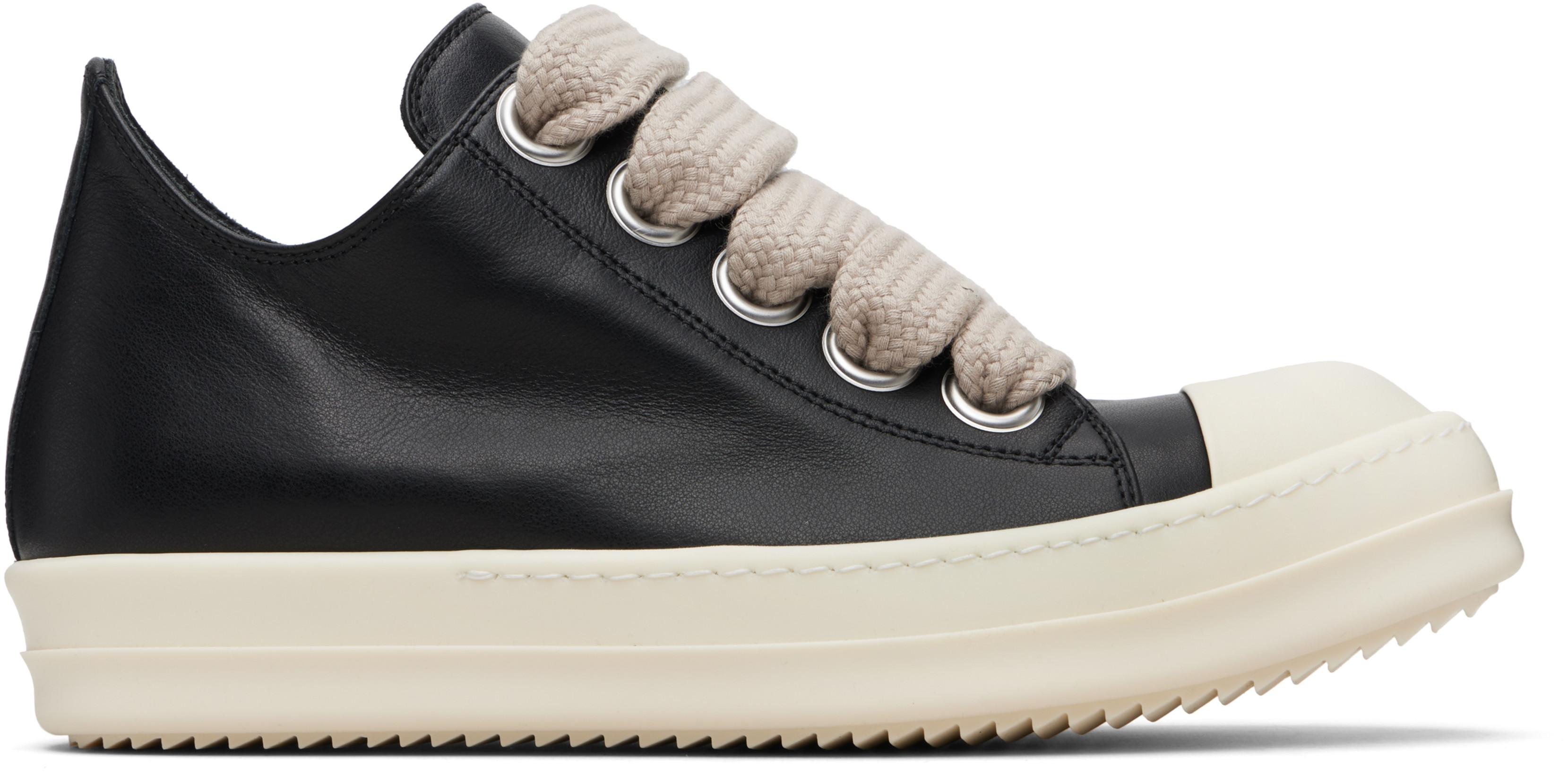 Black Temple Jumbolace Low Sneaks Sneakers by RICK OWENS