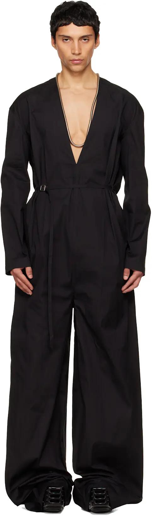 Black Temple LS Long Jumpsuit by RICK OWENS
