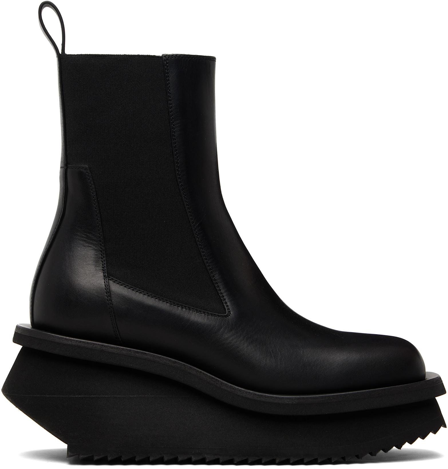Black Temple Low Factory Beatle Chelsea Boots by RICK OWENS