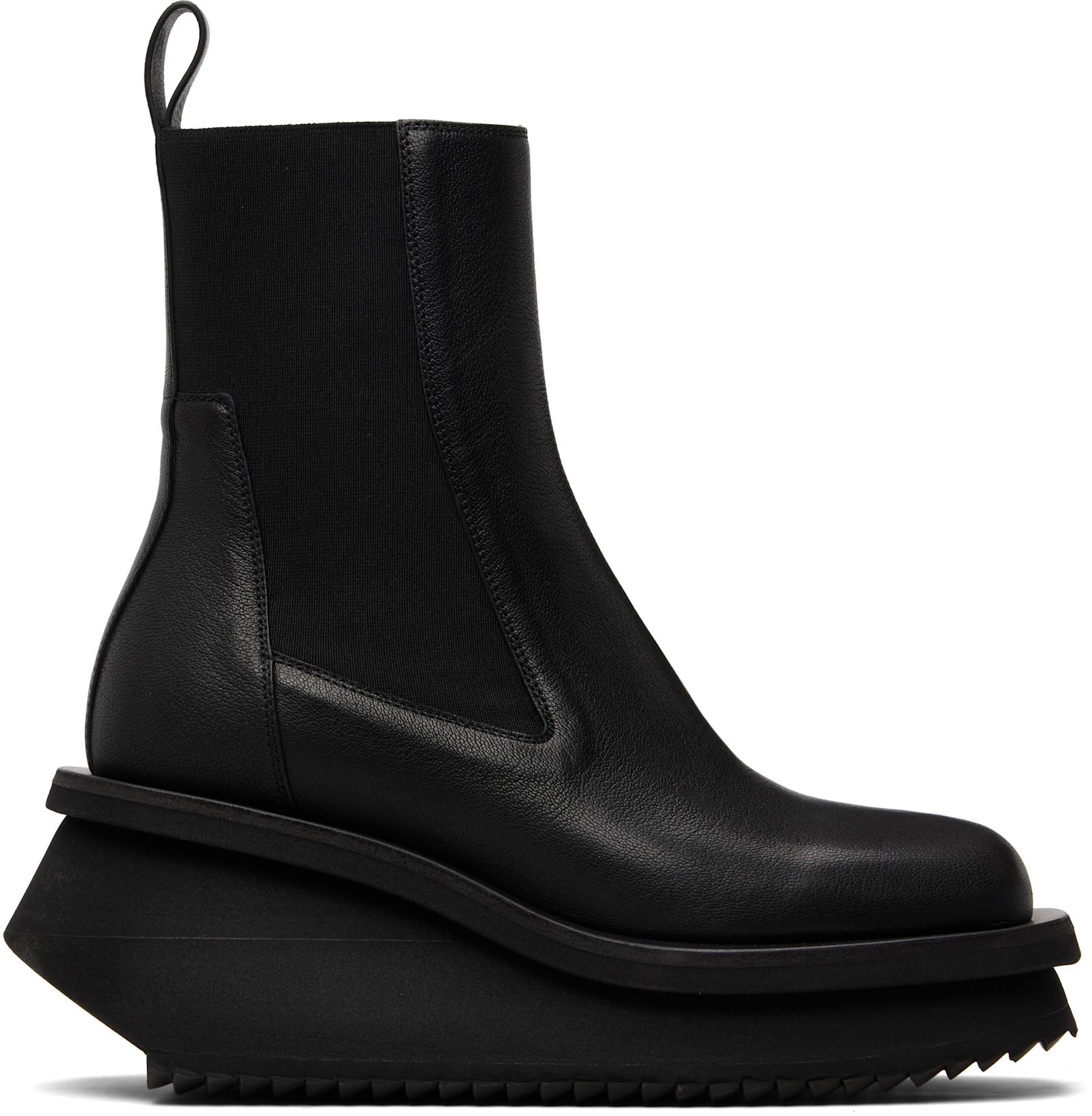 Black Temple Low Factory Beatle Chelsea Boots by RICK OWENS