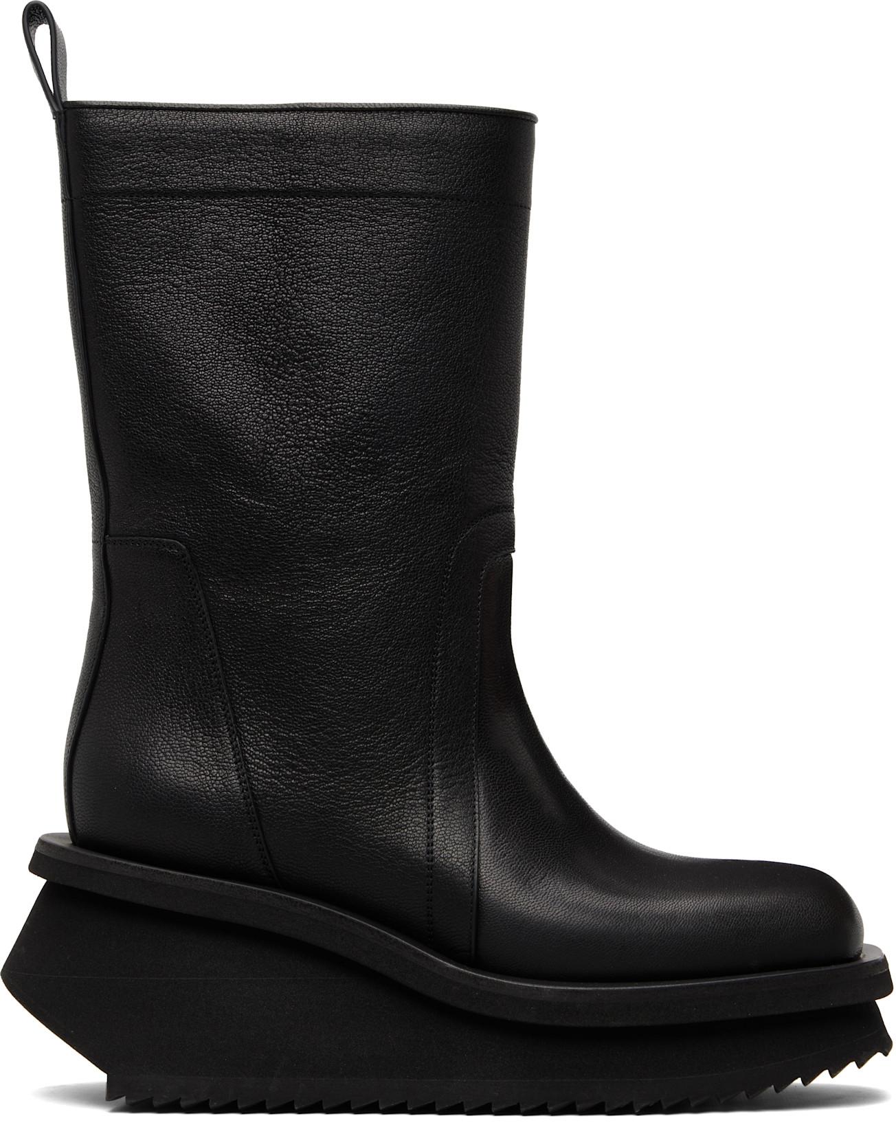 Black Temple Low Factory Pull On Boots by RICK OWENS