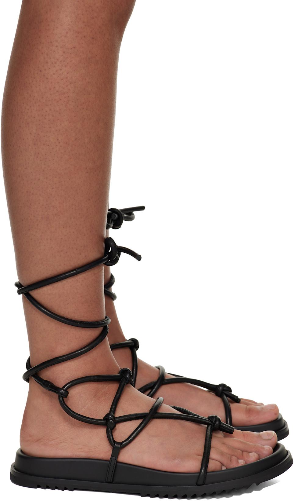 Black Temple Penta Granola Sandals by RICK OWENS