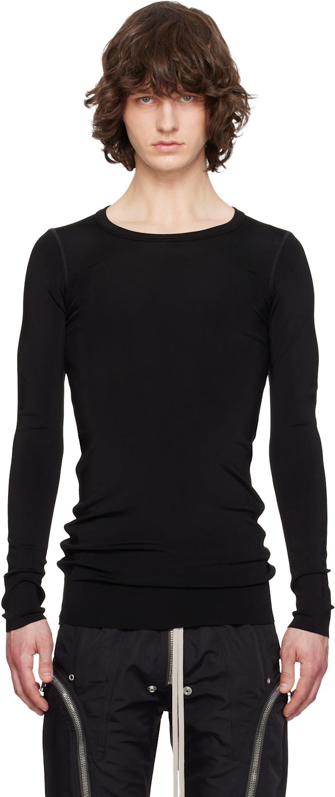 Black Temple Rib LS T-shirt by RICK OWENS