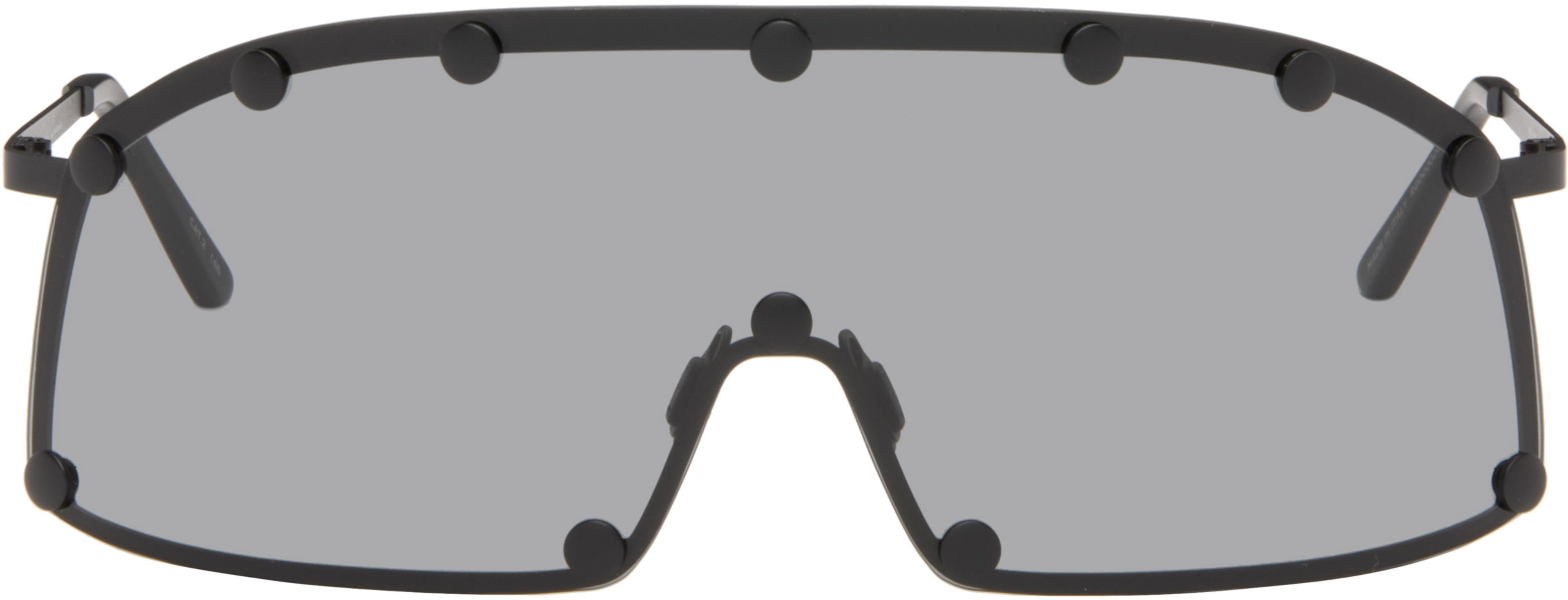 Black Temple Shielding Sunglasses by RICK OWENS