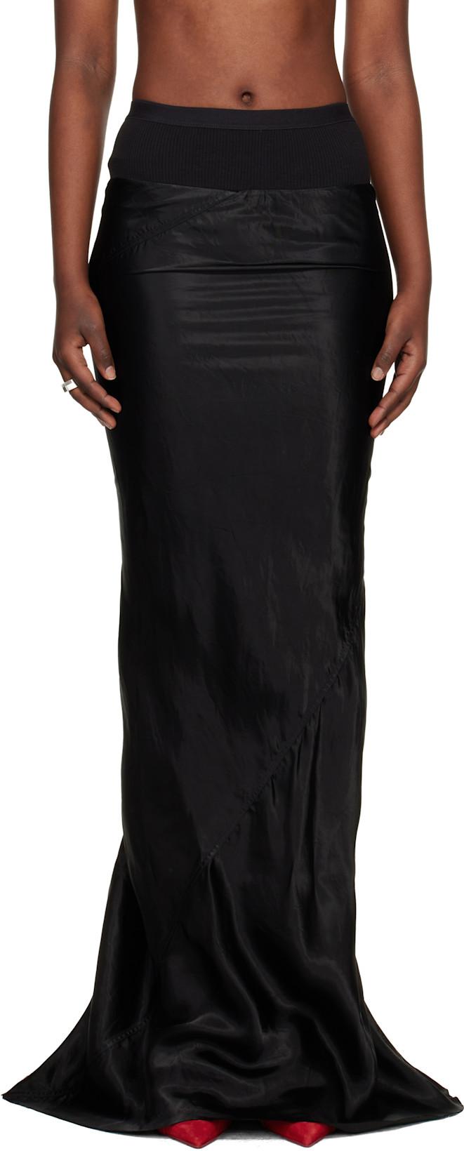 Black Temple Slim Long Coda Maxi Skirt by RICK OWENS