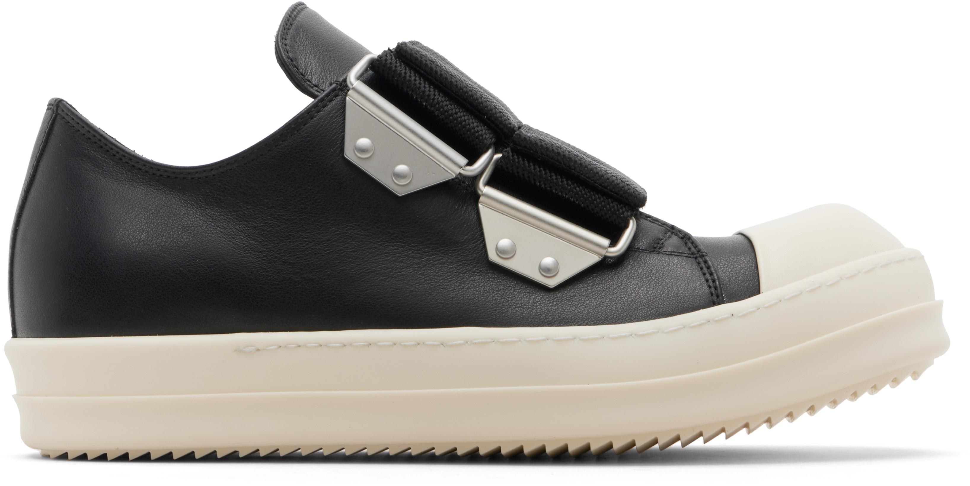 Black Temple Strap Low Sneakers by RICK OWENS