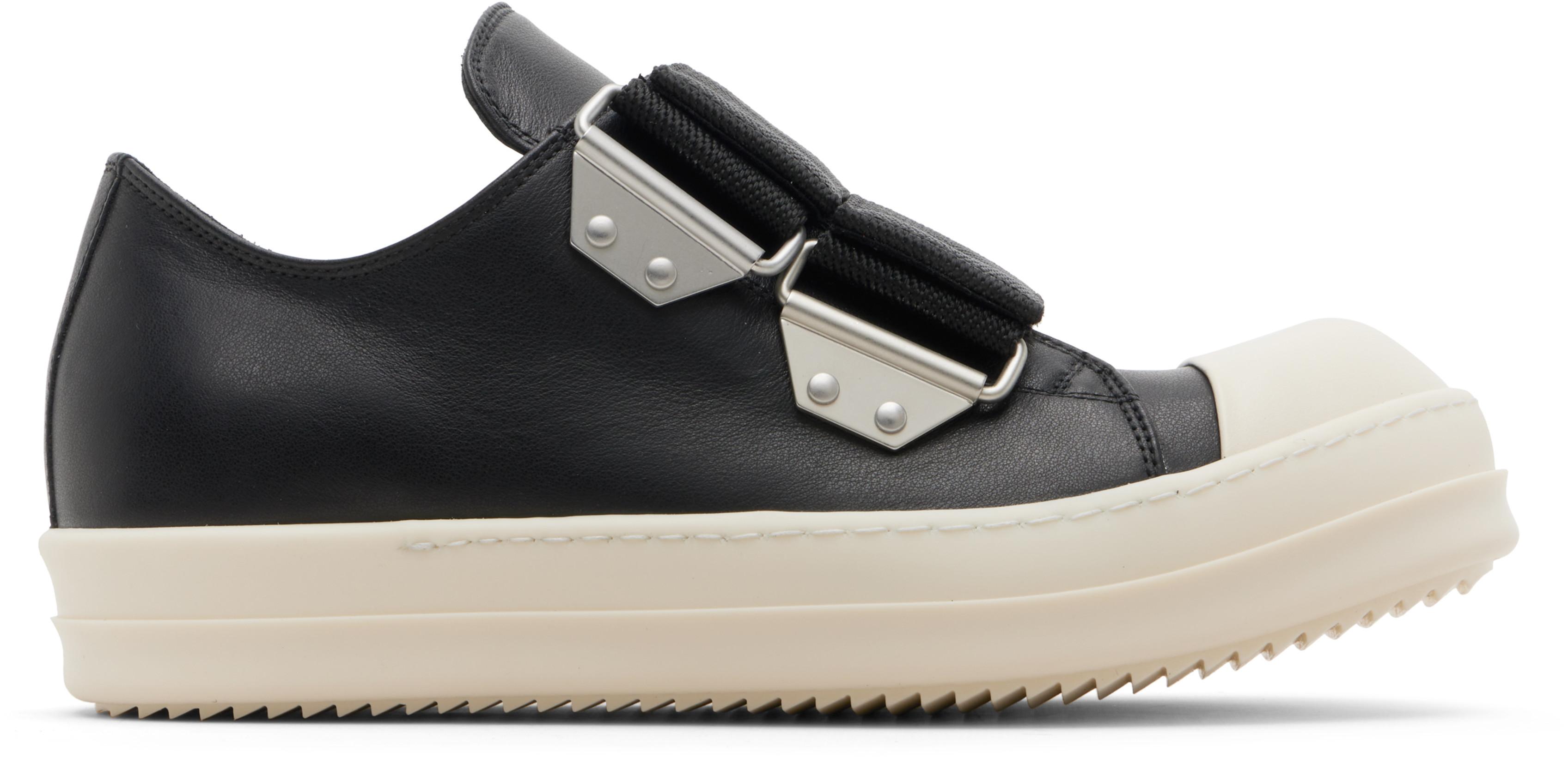 Black Temple Strap Low Sneakers by RICK OWENS