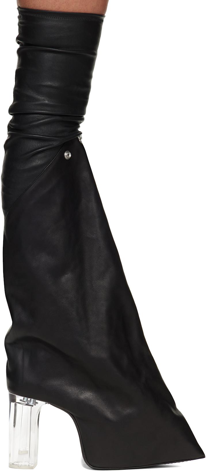 Black Temple Taco Kiss Tall Boots by RICK OWENS