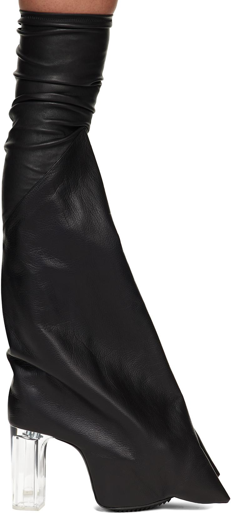 Black Temple Taco Kiss Tall Boots by RICK OWENS