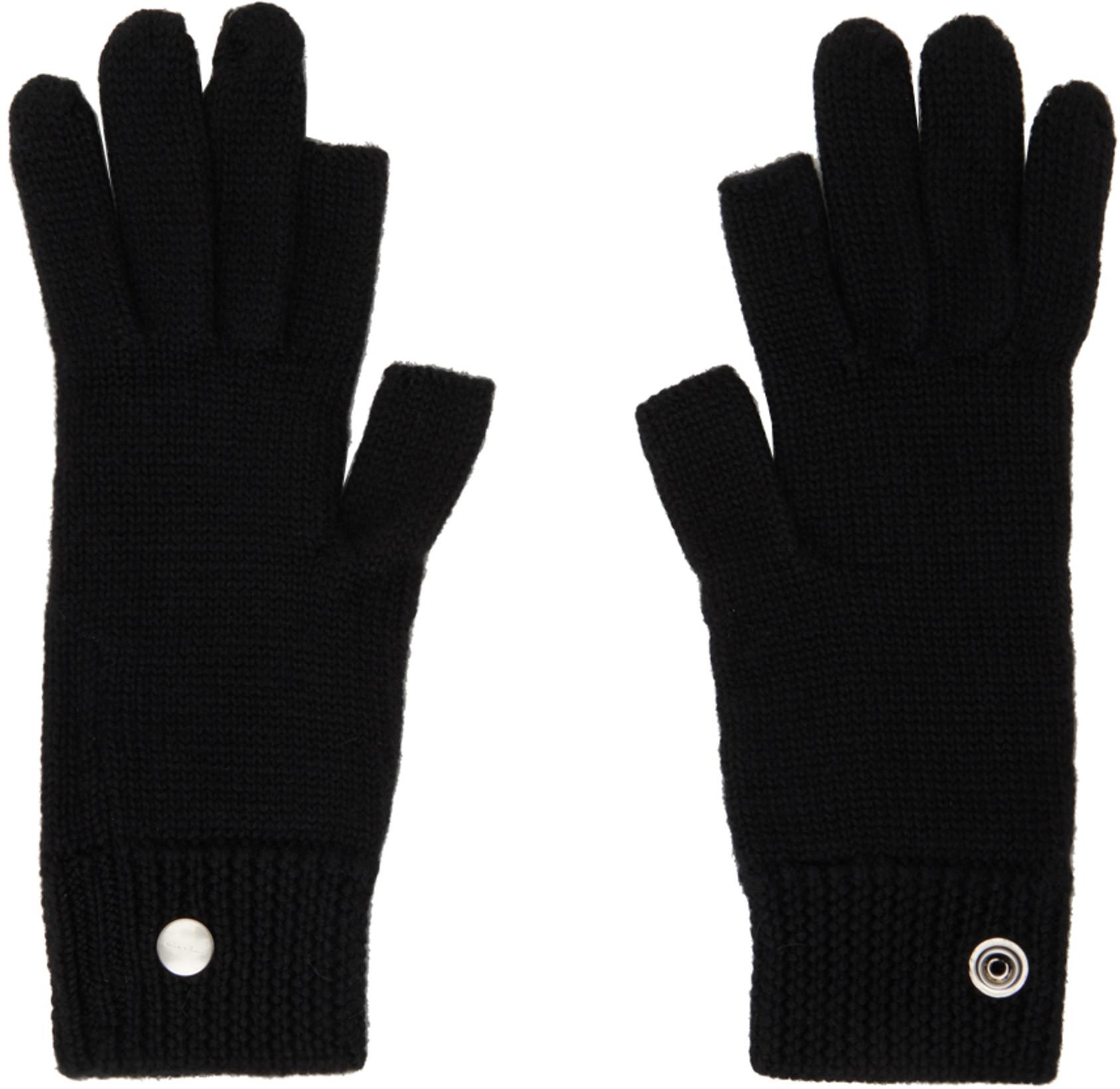 Black Touchscreen Gloves by RICK OWENS