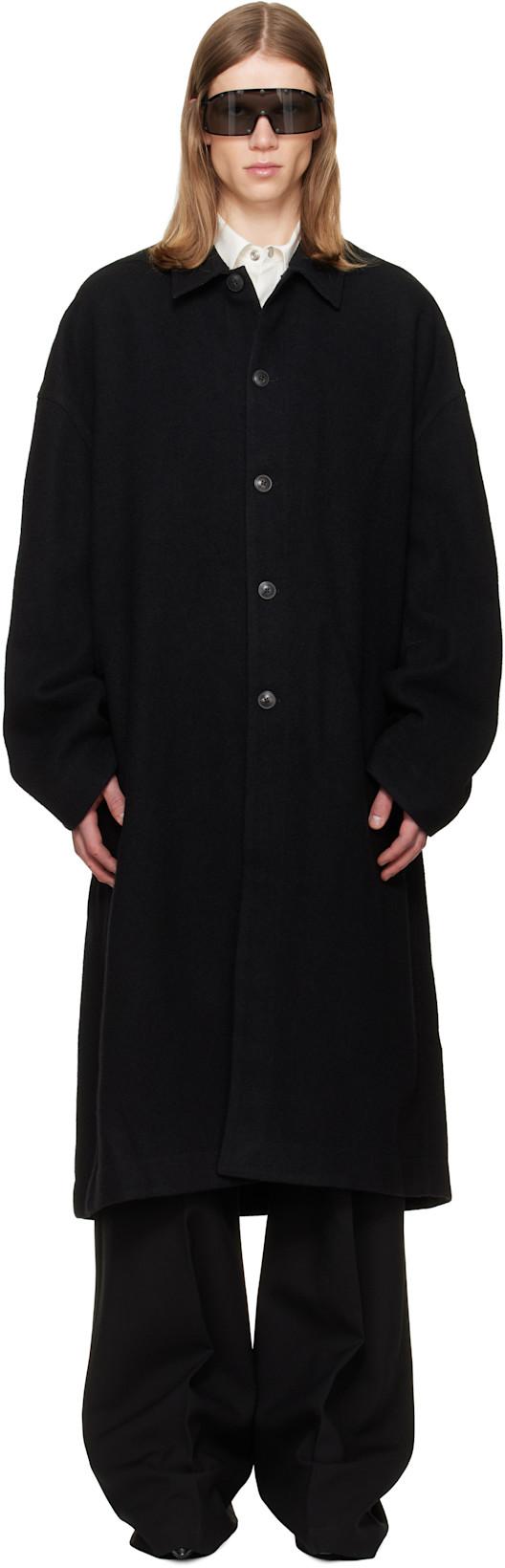 Black Tower Buttoned Brad Coat by RICK OWENS