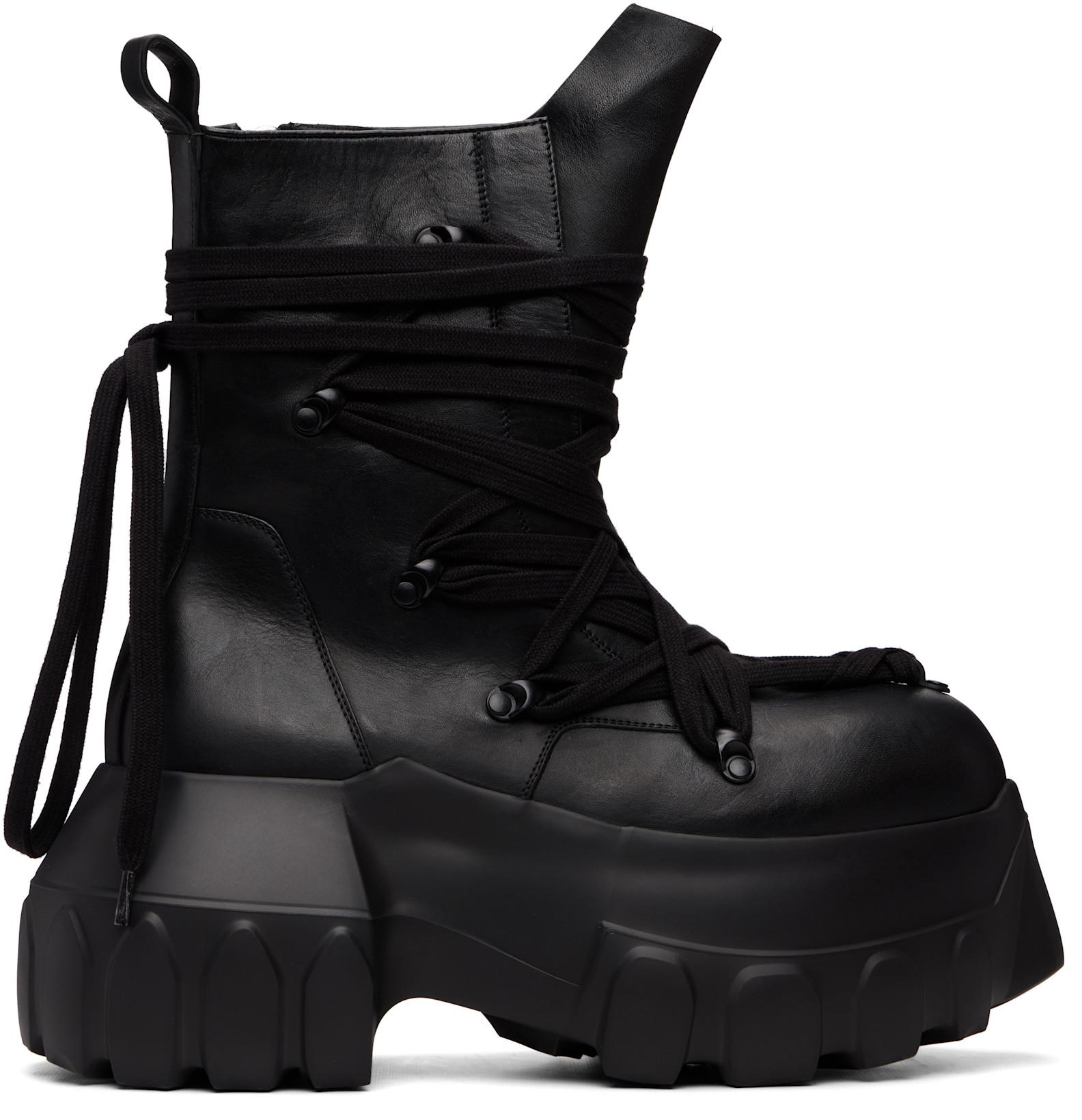 Black Tower Megalace Mega Tractor Boots by RICK OWENS