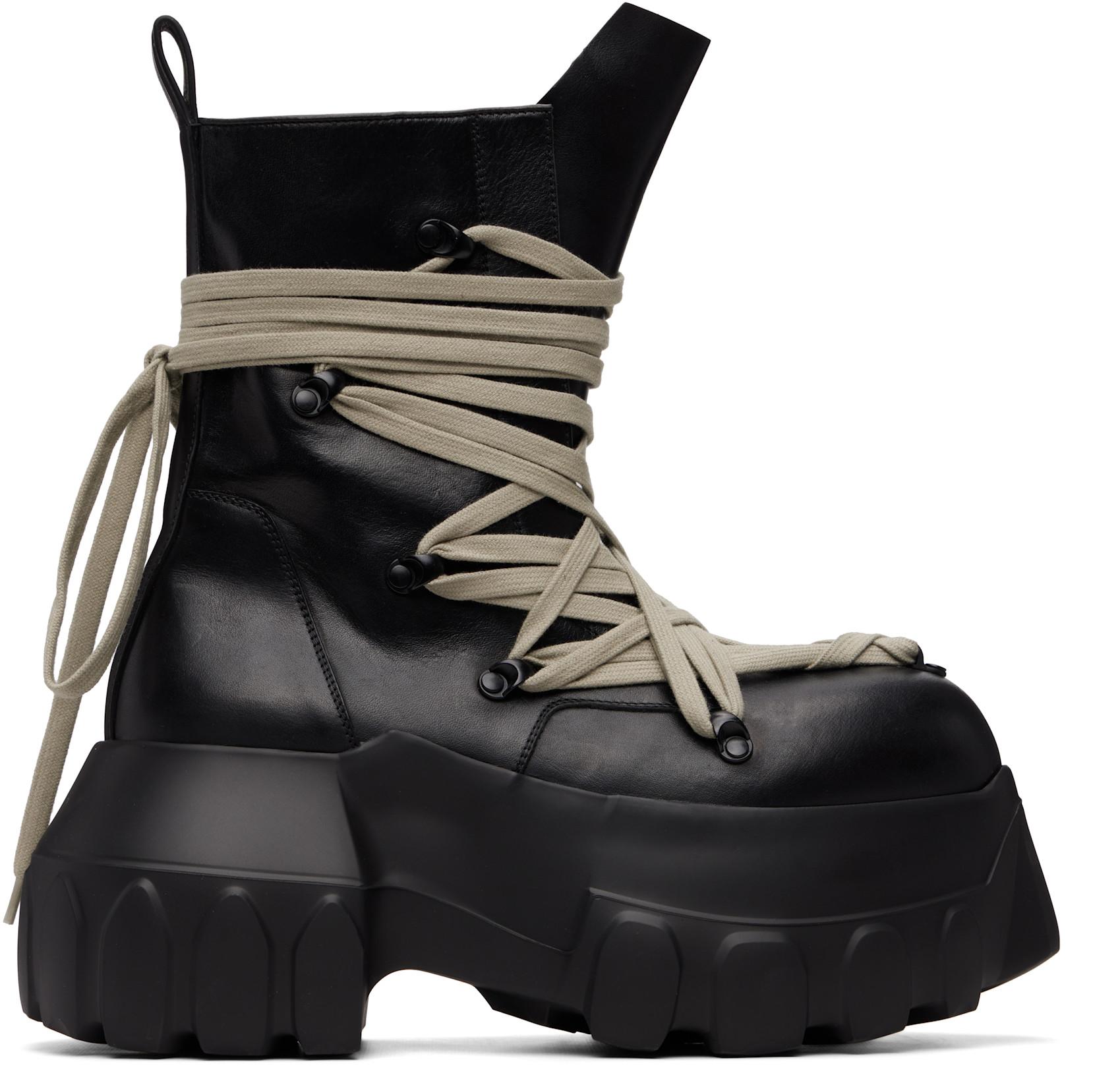Black Tower Megalace Mega Tractor Boots by RICK OWENS