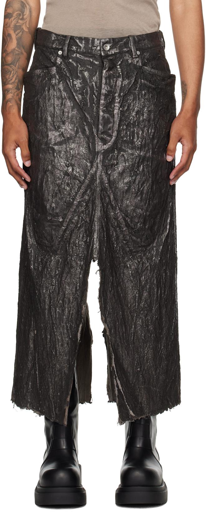 Bronze Concordians Long Slivered Denim Skirt by RICK OWENS