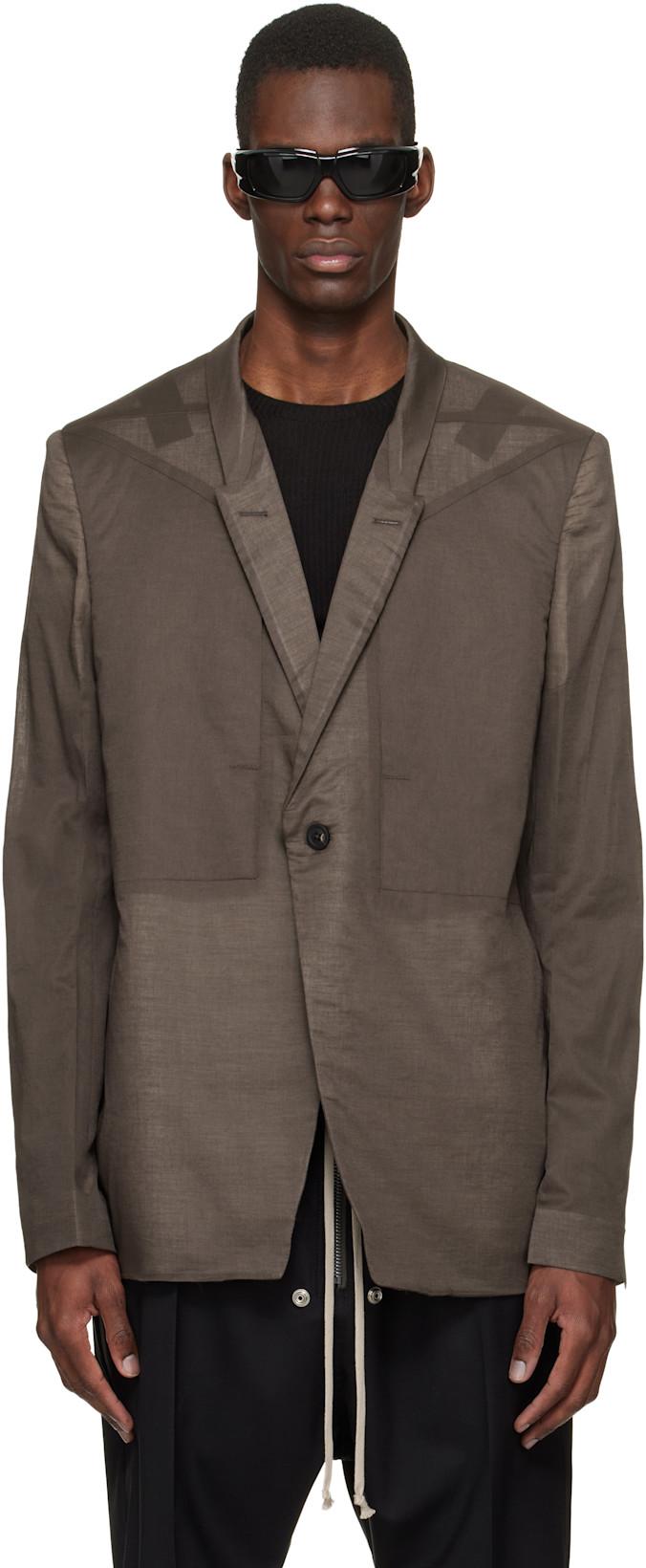Brown Temple Fogpocket Soft Soft Blazer by RICK OWENS