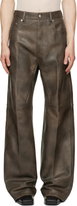 Brown Tower Geth Leather Pants by RICK OWENS